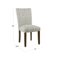 Jax Parsons Dining Chair Set of 2, Dark Walnut, Gray Beige Floral -BM334486