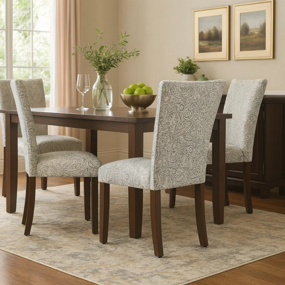 Jax Parsons Dining Chair Set of 2, Dark Walnut, Gray Beige Floral -BM334486