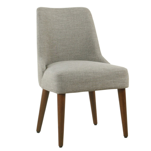 Guy Dining Chair with Dark Amber Tapered Legs, Gray Woven Fabric -BM334488