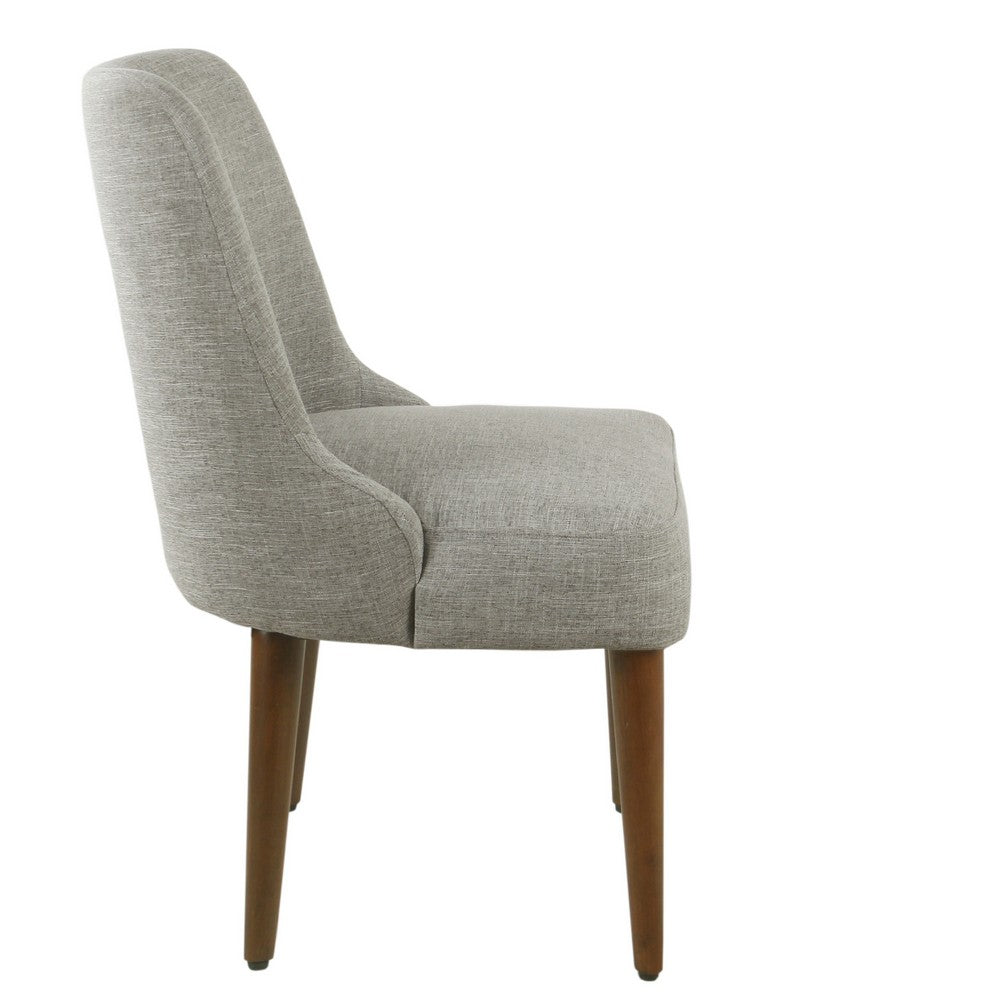 Guy Dining Chair with Dark Amber Tapered Legs, Gray Woven Fabric -BM334488