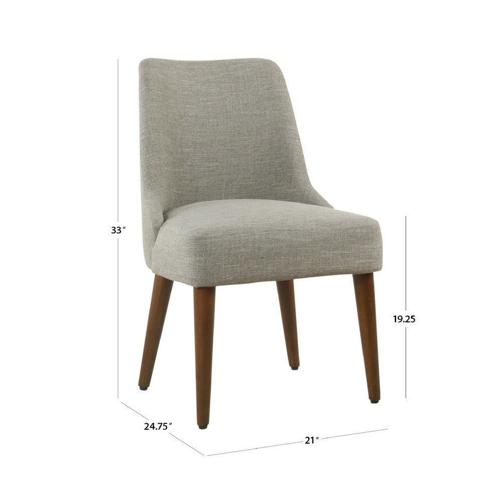 Guy Dining Chair with Dark Amber Tapered Legs, Gray Woven Fabric -BM334488