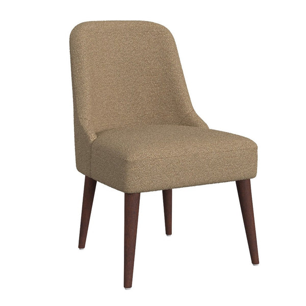 Guy Dining Chair with Dark Amber Tapered Legs, Brown Boucle Fabric -BM334489