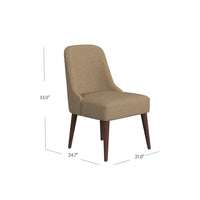 Guy Dining Chair with Dark Amber Tapered Legs, Brown Boucle Fabric -BM334489
