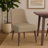 Guy Dining Chair with Dark Amber Tapered Legs, Brown Boucle Fabric -BM334489
