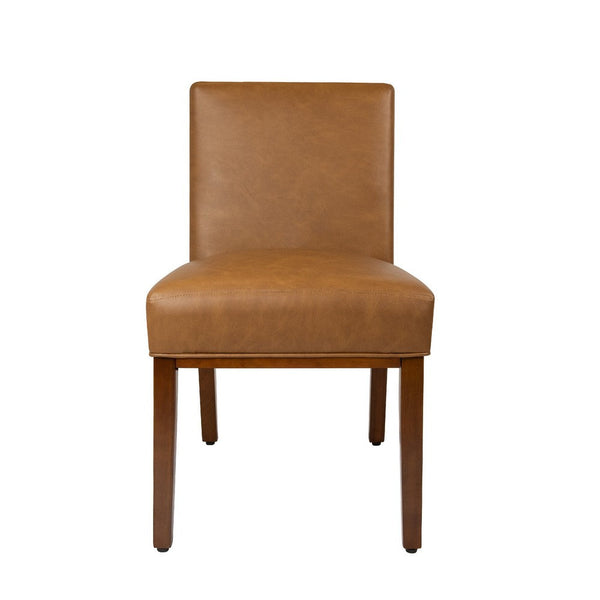 Jan Dining Chair with Espresso Wood Legs, Caramel Brown Faux Leather -BM334490