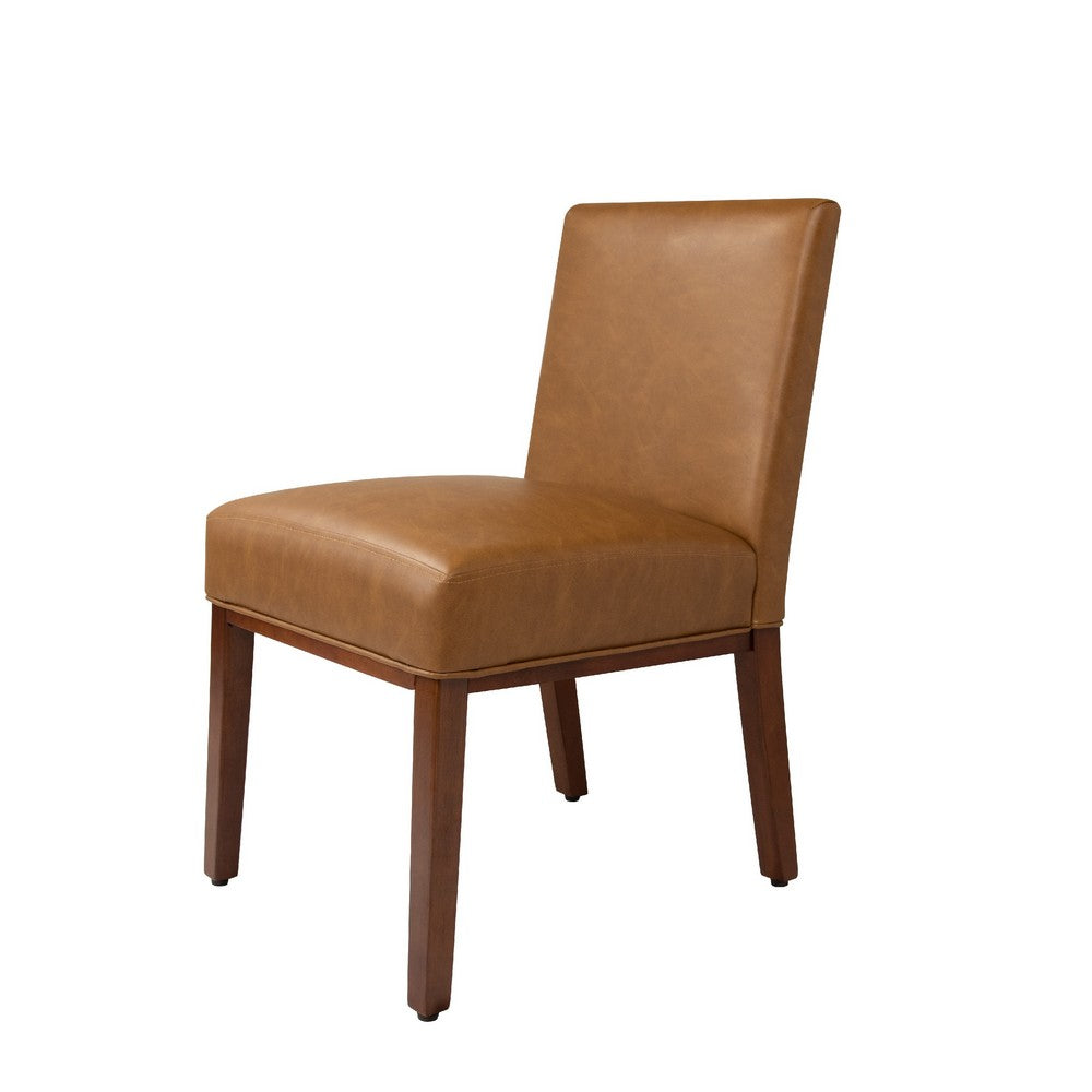Jan Dining Chair with Espresso Wood Legs, Caramel Brown Faux Leather -BM334490