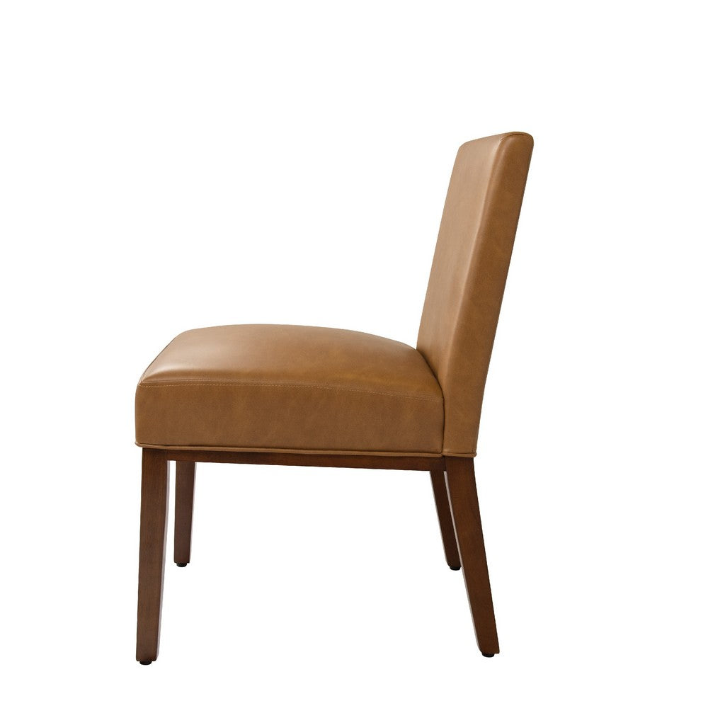 Jan Dining Chair with Espresso Wood Legs, Caramel Brown Faux Leather -BM334490