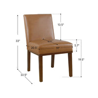 Jan Dining Chair with Espresso Wood Legs, Caramel Brown Faux Leather -BM334490