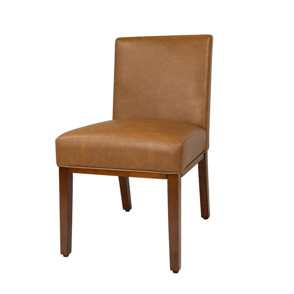 Jan Dining Chair with Espresso Wood Legs, Caramel Brown Faux Leather -BM334490