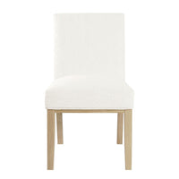 Jan Dining Chair with Natural Brown Wood Legs, White Woven Fabric -BM334491