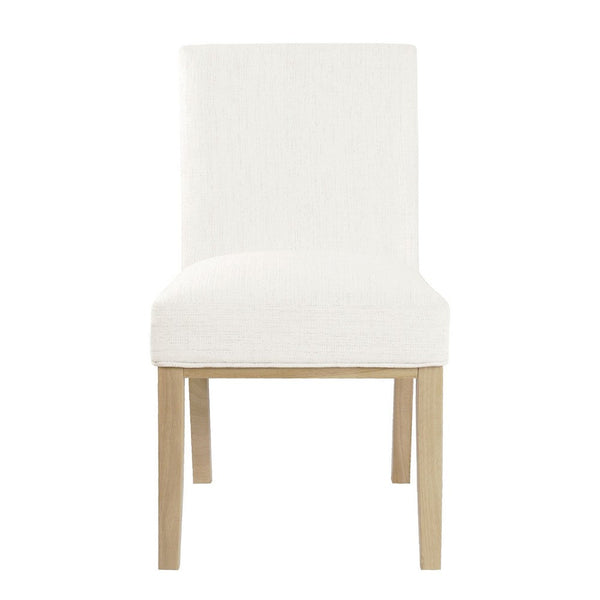 Jan Dining Chair with Natural Brown Wood Legs, White Woven Fabric -BM334491