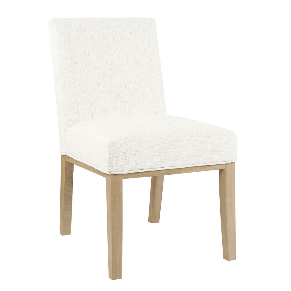 Jan Dining Chair with Natural Brown Wood Legs, White Woven Fabric -BM334491