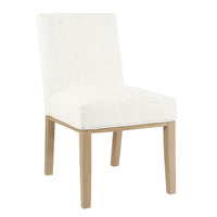 Jan Dining Chair with Natural Brown Wood Legs, White Woven Fabric -BM334491
