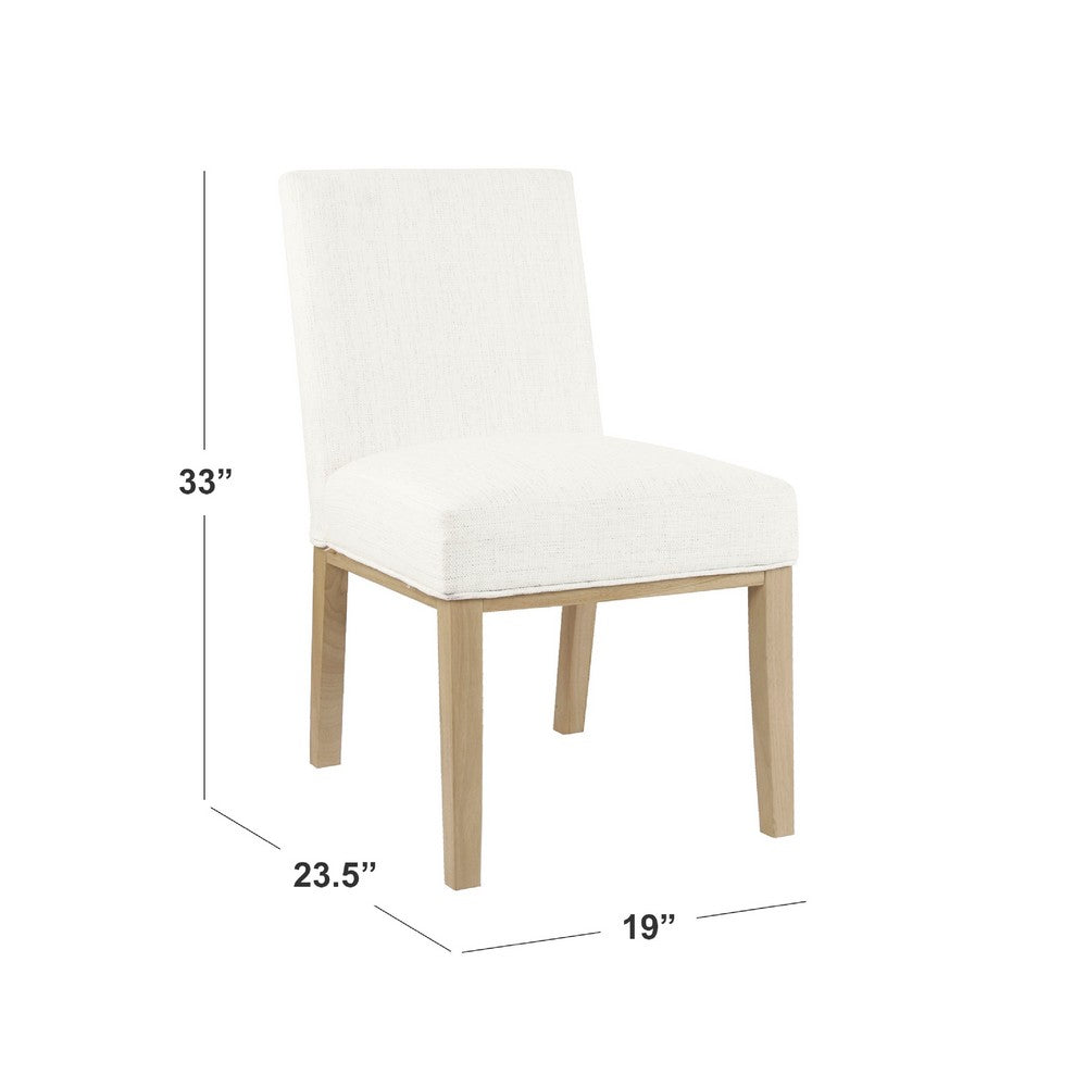 Jan Dining Chair with Natural Brown Wood Legs, White Woven Fabric -BM334491