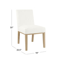 Jan Dining Chair with Natural Brown Wood Legs, White Woven Fabric -BM334491
