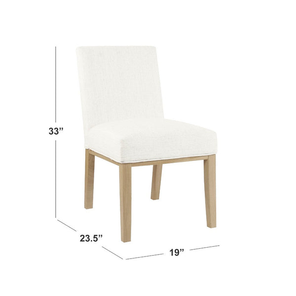 Jan Dining Chair with Natural Brown Wood Legs, White Woven Fabric -BM334491