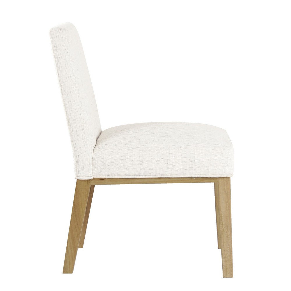 Jan Dining Chair with Natural Brown Wood Legs, White Woven Fabric -BM334491
