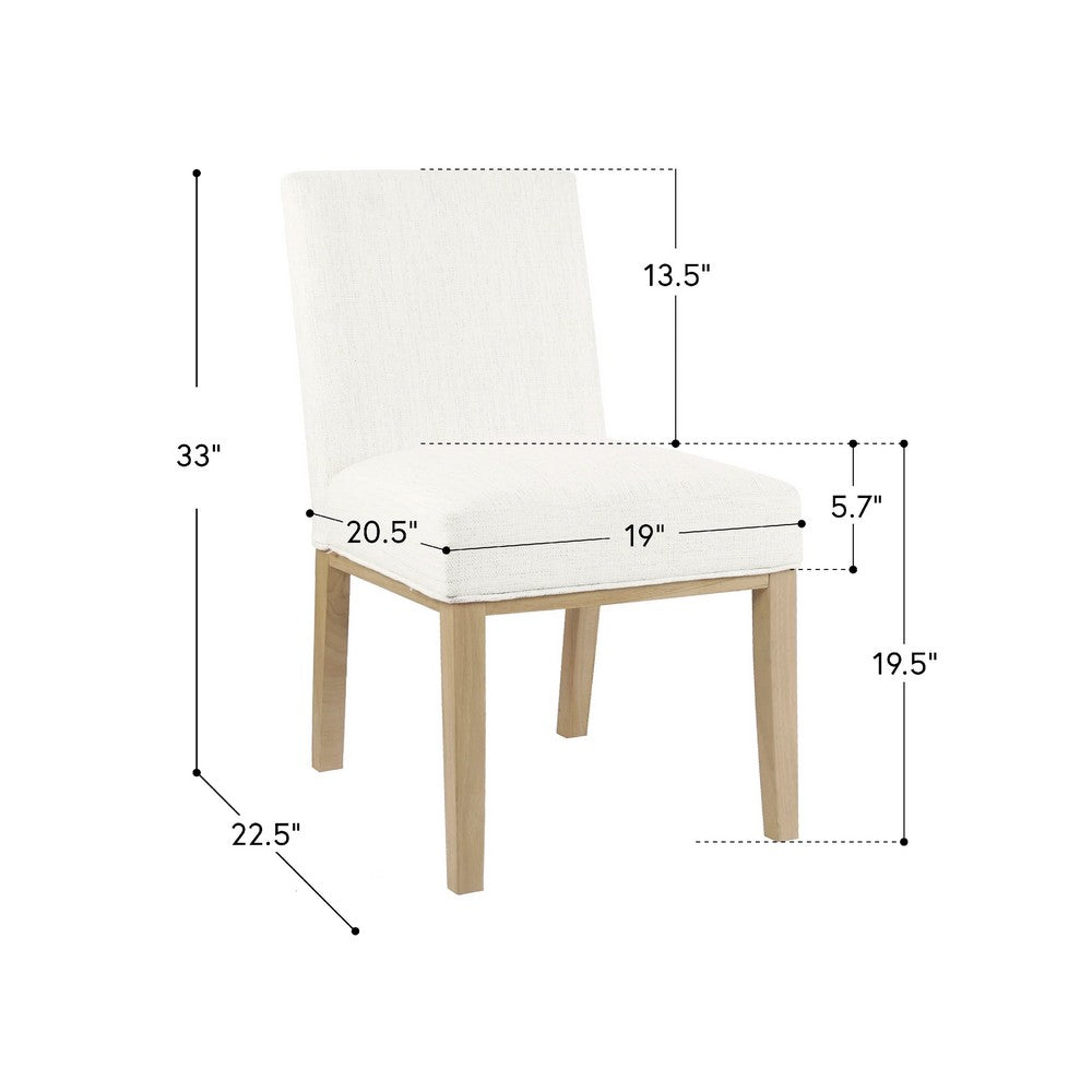 Jan Dining Chair with Natural Brown Wood Legs, White Woven Fabric -BM334491
