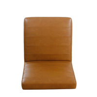 Dining Chair, Black Metal, Caramel Brown Channel Stitched Faux Leather -BM334493