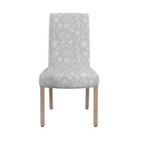Jay Dining Chair Set of 2, Light Gray Floral with Animal Motifs Fabric -BM334494