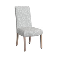 Jay Dining Chair Set of 2, Light Gray Floral with Animal Motifs Fabric -BM334494