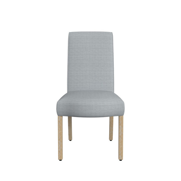 Jay Dining Chair Set of 2, Scalloped Details, Light Gray Woven Fabric -BM334495