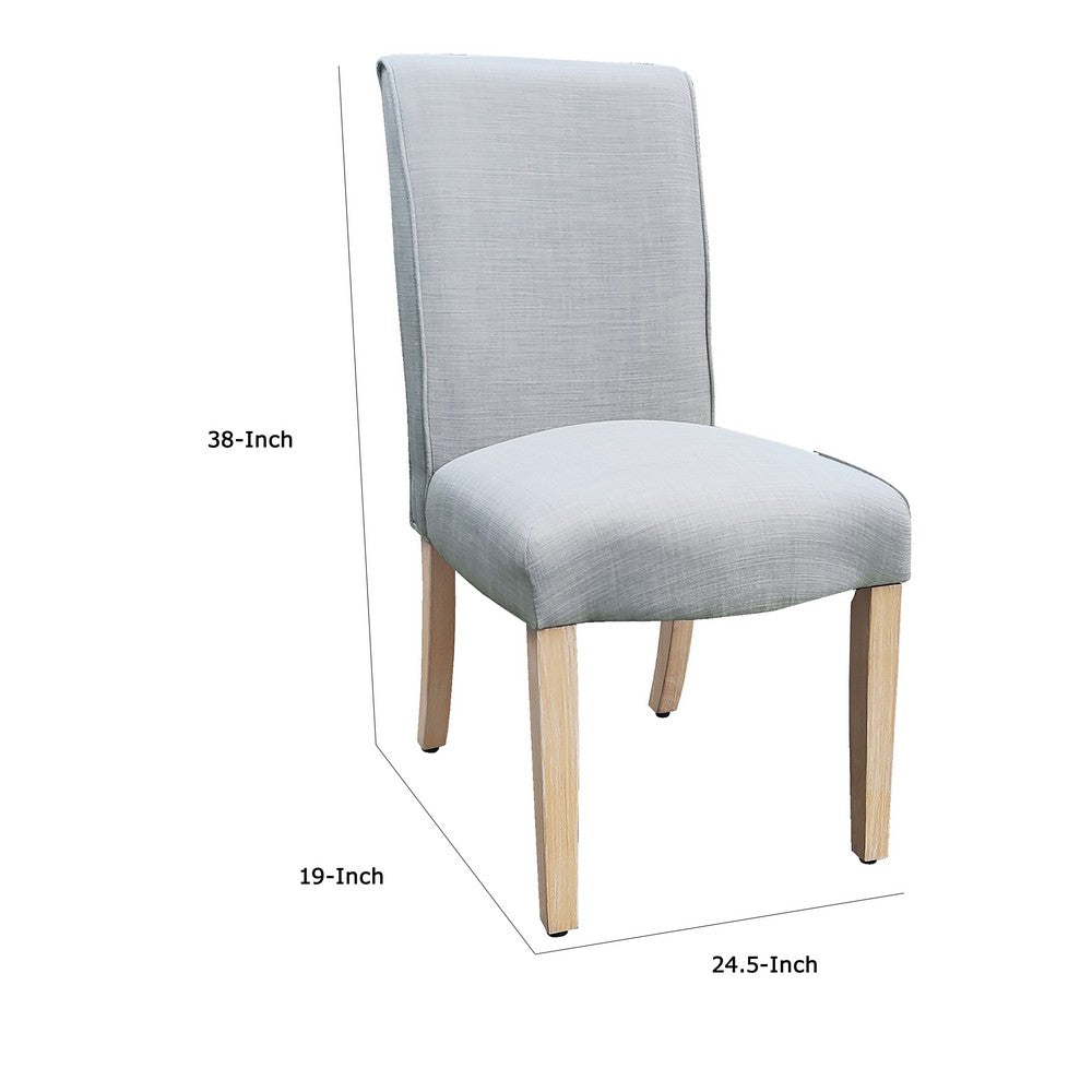 Jay Dining Chair Set of 2, Scalloped Details, Light Gray Woven Fabric -BM334495