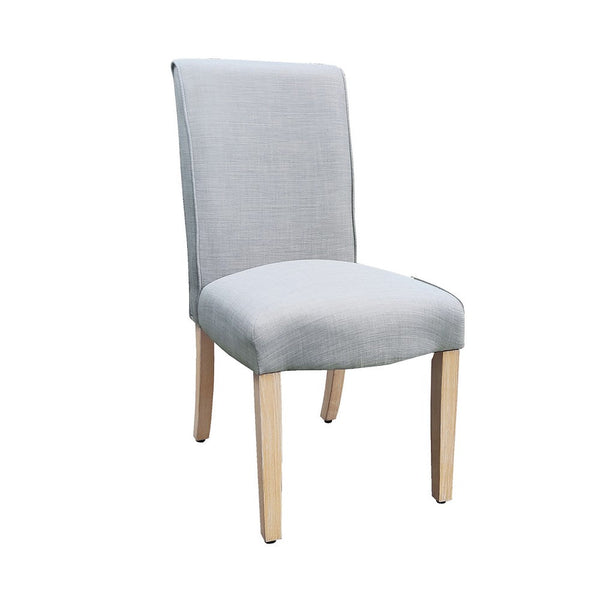 Jay Dining Chair Set of 2, Scalloped Details, Light Gray Woven Fabric -BM334495