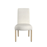 Jay Dining Chair Set of 2, Scalloped Details, Cream White Woven Fabric -BM334496