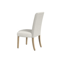Jay Dining Chair Set of 2, Scalloped Details, Cream White Woven Fabric -BM334496