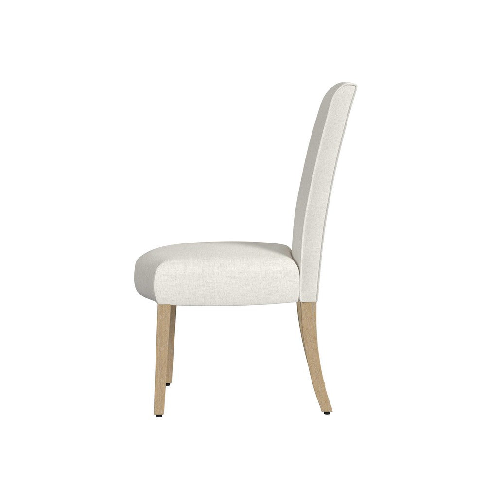 Jay Dining Chair Set of 2, Scalloped Details, Cream White Woven Fabric -BM334496
