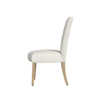Jay Dining Chair Set of 2, Scalloped Details, Cream White Woven Fabric -BM334496