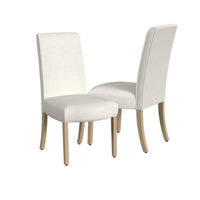 Jay Dining Chair Set of 2, Scalloped Details, Cream White Woven Fabric -BM334496