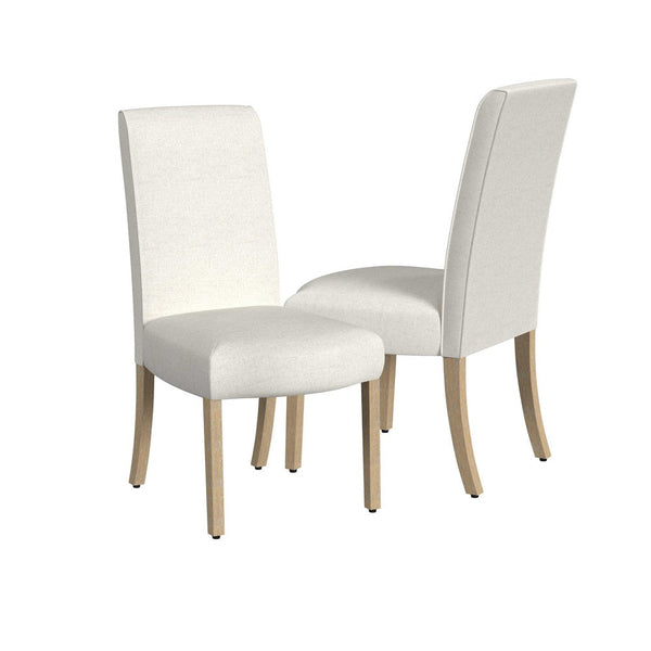 Jay Dining Chair Set of 2, Scalloped Details, Cream White Woven Fabric -BM334496