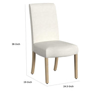 Jay Dining Chair Set of 2, Scalloped Details, Cream White Woven Fabric -BM334496