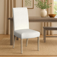 Jay Dining Chair Set of 2, Scalloped Details, Cream White Woven Fabric -BM334496