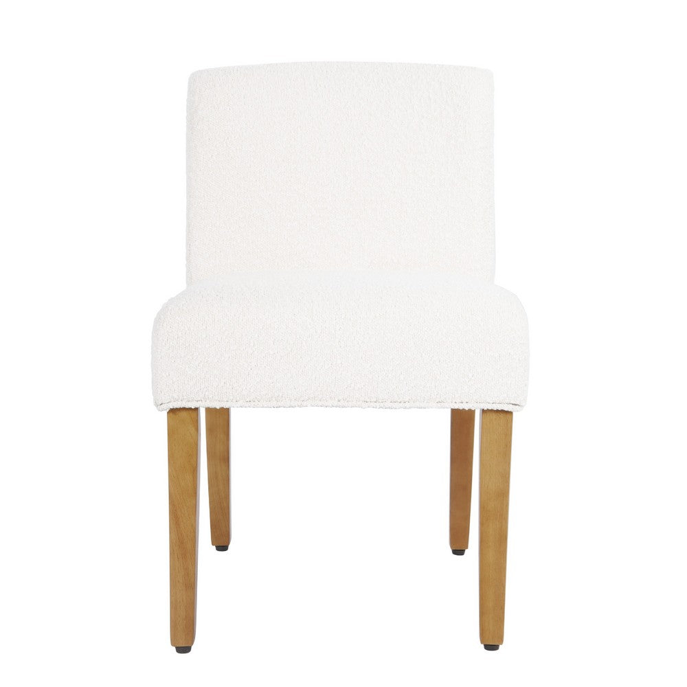 Kip Dining Chair with Honey Oak Wood Legs, Cream White Boucle Fabric -BM334498