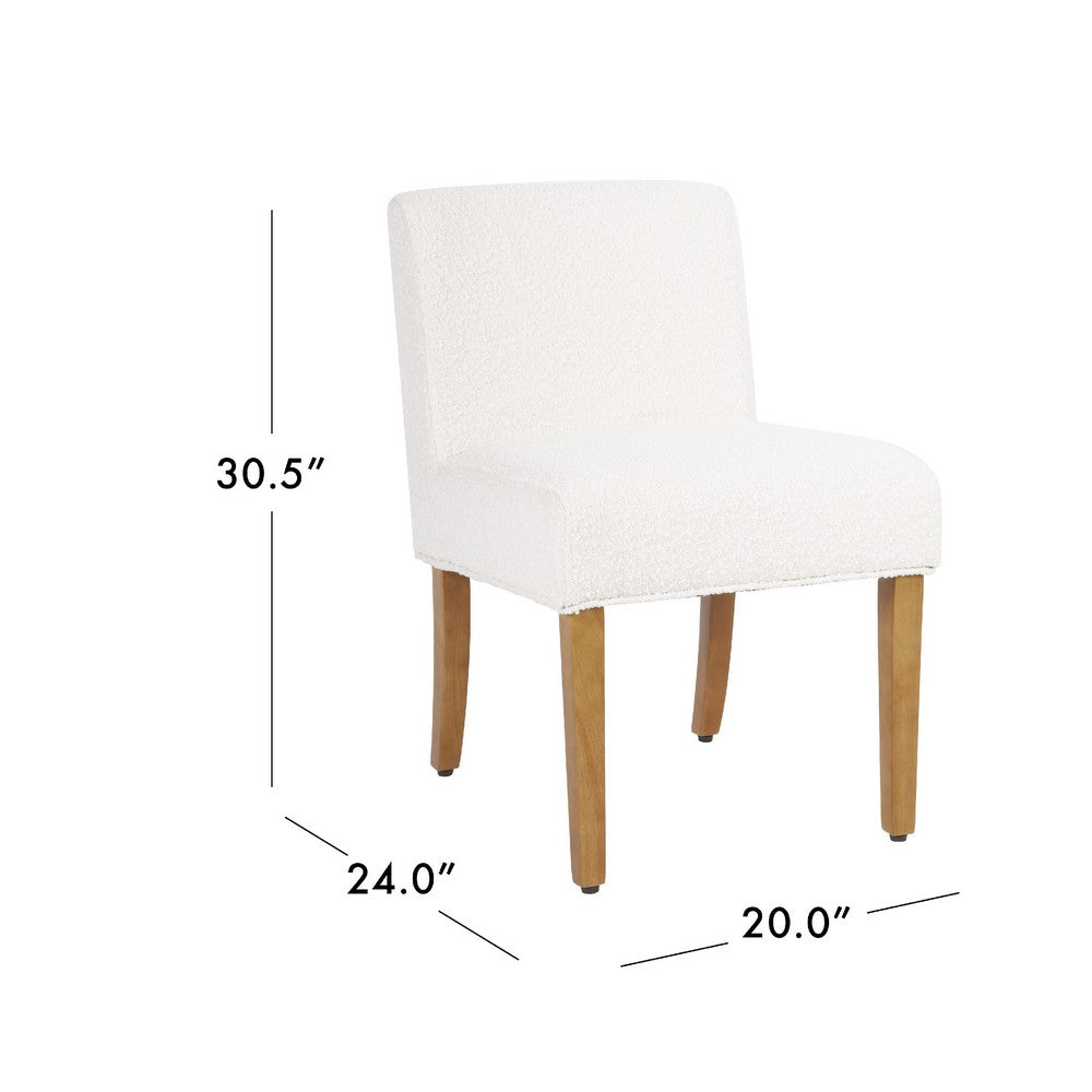 Kip Dining Chair with Honey Oak Wood Legs, Cream White Boucle Fabric -BM334498