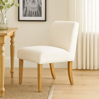 Kip Dining Chair with Honey Oak Wood Legs, Cream White Boucle Fabric -BM334498