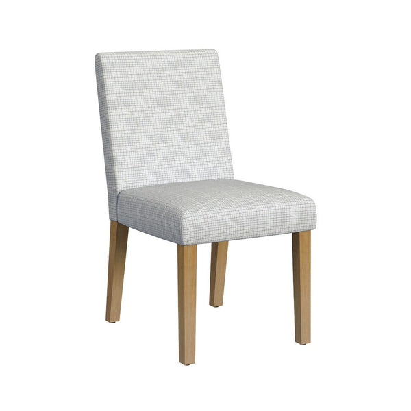 Kip Dining Chair, Honey Oak Wood, Cream Mini Grid Pattern Woven Fabric -BM334500