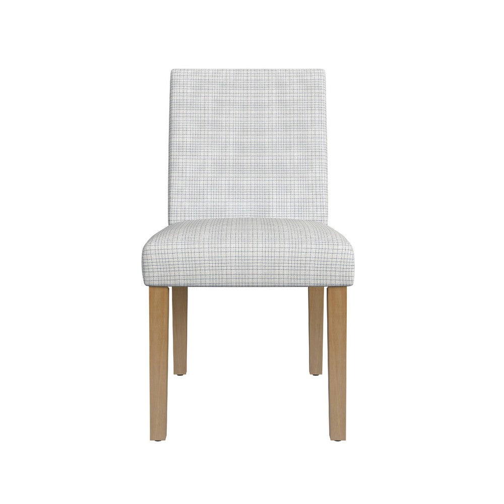 Kip Dining Chair, Honey Oak Wood, Cream Mini Grid Pattern Woven Fabric -BM334500