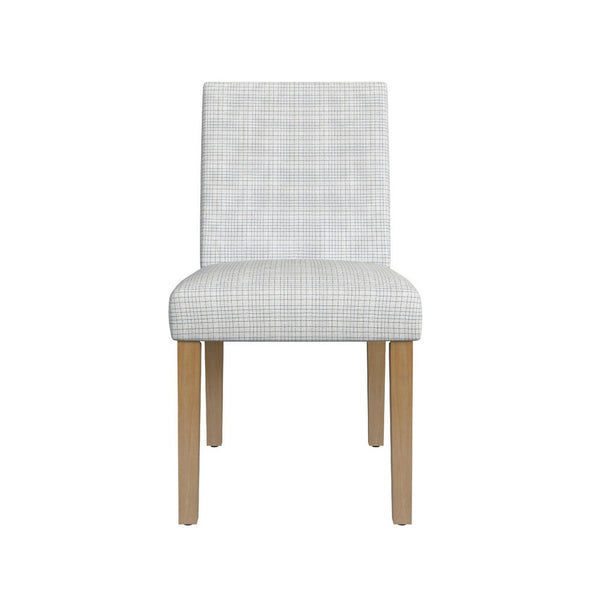 Kip Dining Chair, Honey Oak Wood, Cream Mini Grid Pattern Woven Fabric -BM334500
