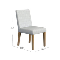 Kip Dining Chair, Honey Oak Wood, Cream Mini Grid Pattern Woven Fabric -BM334500
