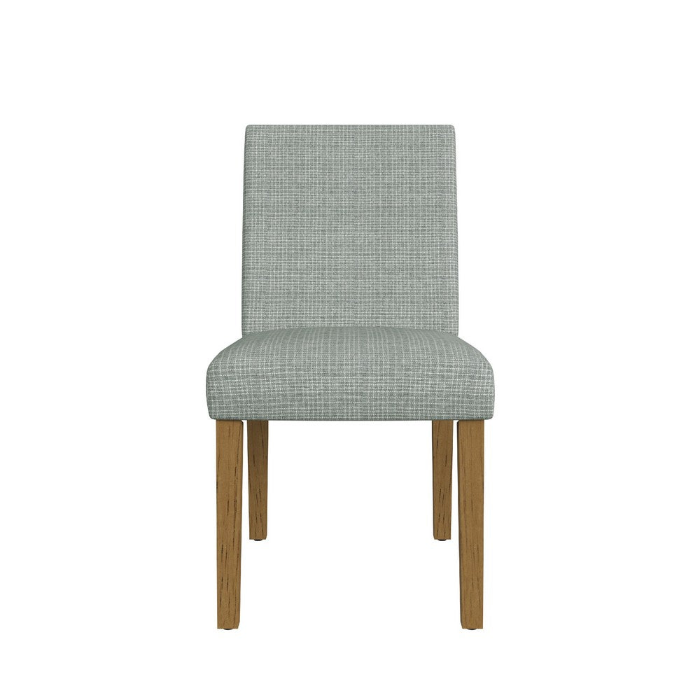 Kip Dining Chair, Honey Oak Wood, Green Mini Grid Pattern Woven Fabric -BM334501