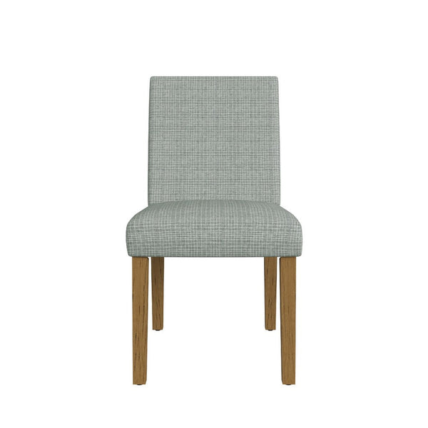 Kip Dining Chair, Honey Oak Wood, Green Mini Grid Pattern Woven Fabric -BM334501