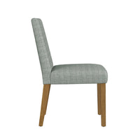 Kip Dining Chair, Honey Oak Wood, Green Mini Grid Pattern Woven Fabric -BM334501