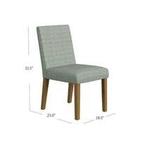Kip Dining Chair, Honey Oak Wood, Green Mini Grid Pattern Woven Fabric -BM334501