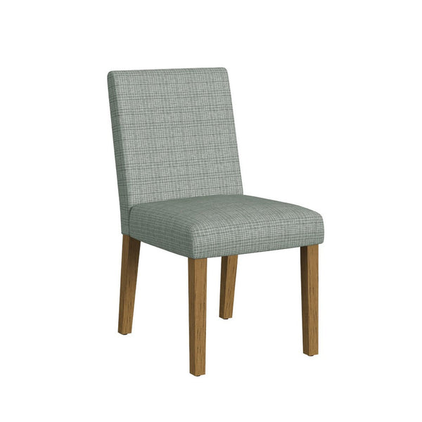 Kip Dining Chair, Honey Oak Wood, Green Mini Grid Pattern Woven Fabric -BM334501