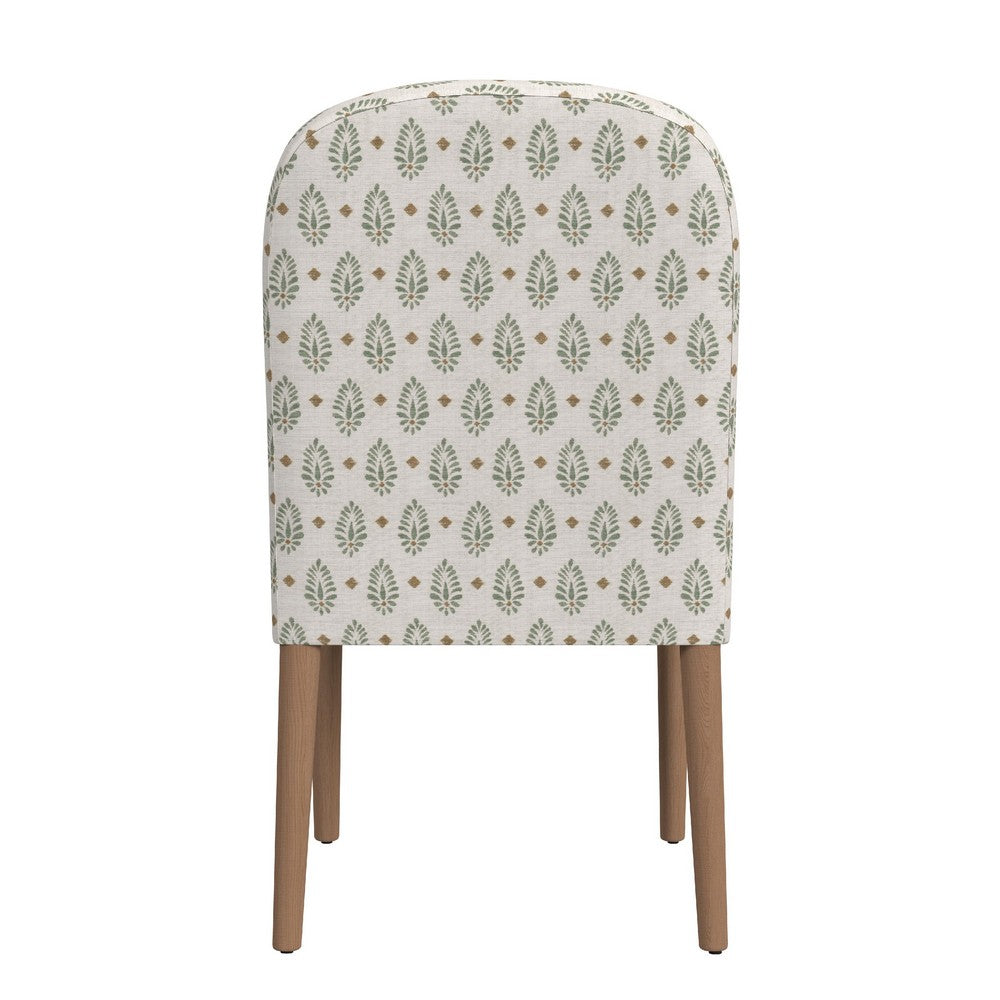 Mio Dining Chair with Rounded Back, Sage Paisley Medallion Fabric -BM334502