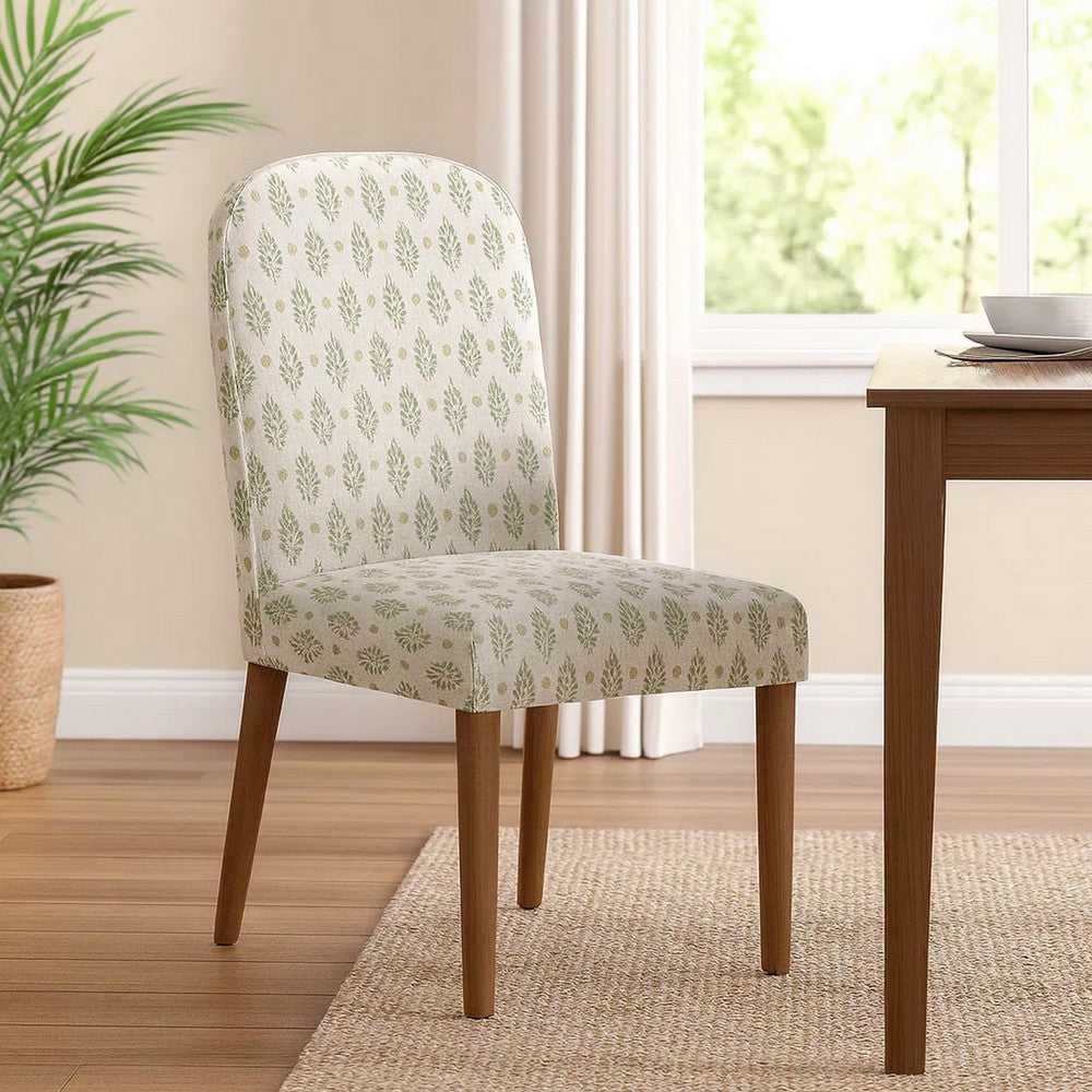 Mio Dining Chair with Rounded Back, Sage Paisley Medallion Fabric -BM334502